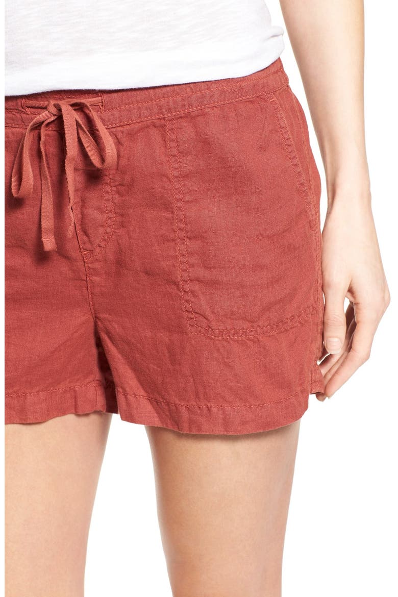 Drawstring Linen Shorts, Alternate, color, RED COWHIDE