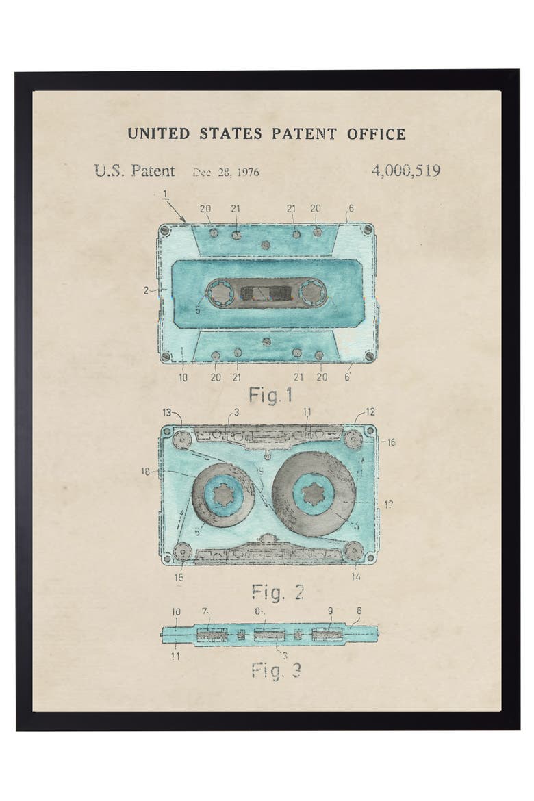 Cassette Tape Patent in Black Frame, Main, color, No Color