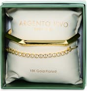 ARGENTO VIVO Set of 2 Geometric Bangle & Cubic Zirconia Tennis Bracelets