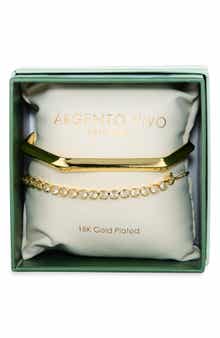 ARGENTO VIVO Set of 2 Geometric Bangle & Cubic Zirconia Tennis Bracelets