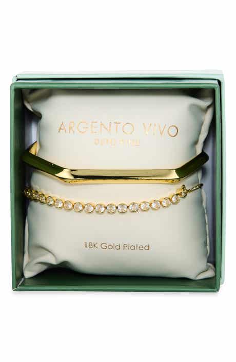 ARGENTO VIVO Set of 2 Geometric Bangle & Cubic Zirconia Tennis Bracelets