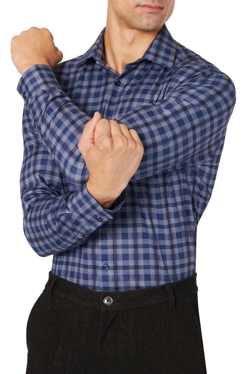 Brooklyn Brigade Trim Fit Wrinkle Resistant Line Check Cool Tech Dress Shirt, Alternate, color, 