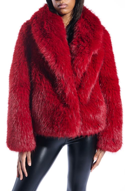 Azalea Wang Simona Faux Fur Coat In Red