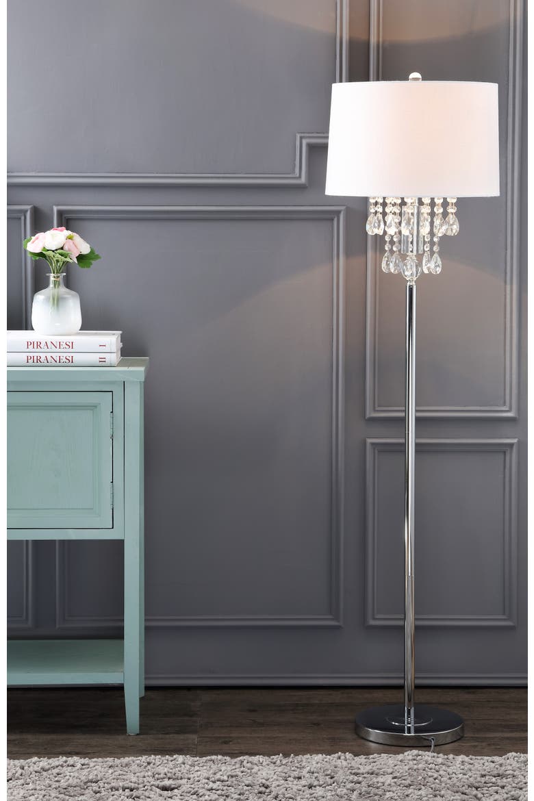 Abigail 61" Crystal / Metal LED Floor Lamp, Clear/Chrome, Alternate, color, Clear/Chrome
