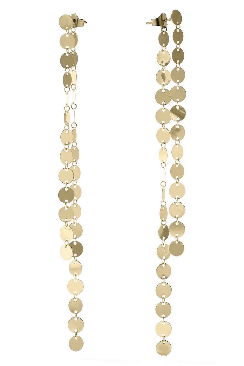 14K Gold Laser Disc Front/Back Earrings, Main, color, YELLOW GOLD