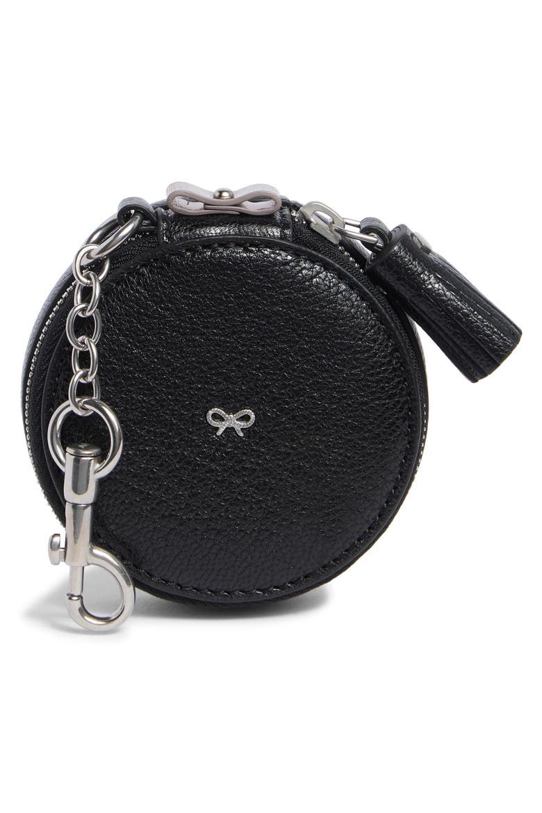 Anya Brands Kiwi Leather Coin Purse, Alternate, color, BLACK