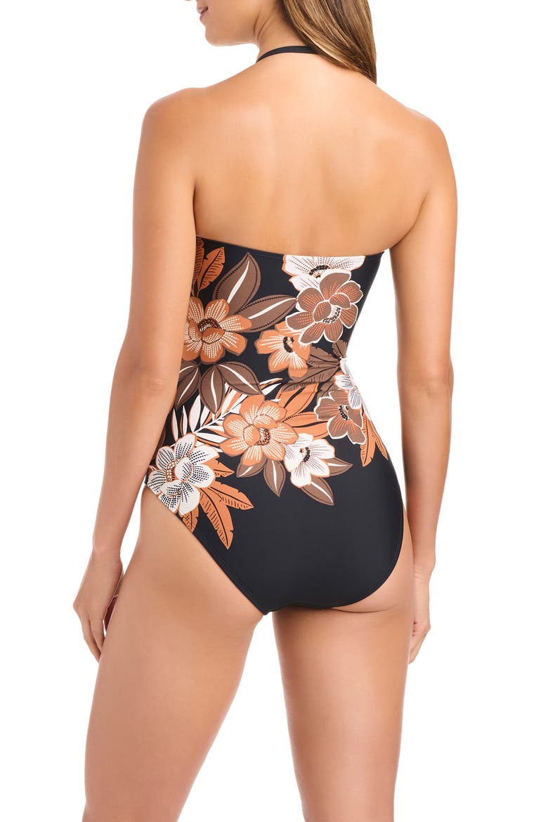 Shirred One-Piece Swimsuit, Alternate, color, BLACK
