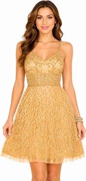 LARA New York Beaded Faux-Wrap V-Neck Bridal Gown