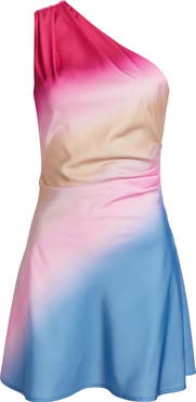 Rare London Blur Print One-Shoulder Cocktail Minidress