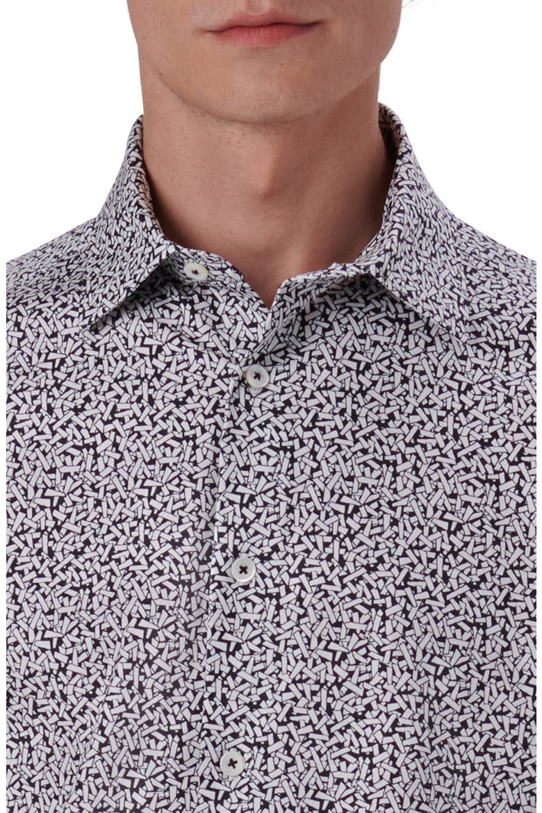 OoohCotton® Ditsy Short Sleeve Button-Up Shirt, Alternate, color, BLACK