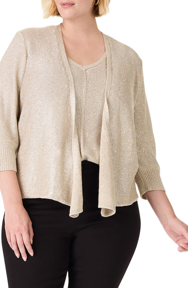 NIC+ZOE Subtle Sparkle 4-Way Cotton Blend Cardigan, Alternate, color, 