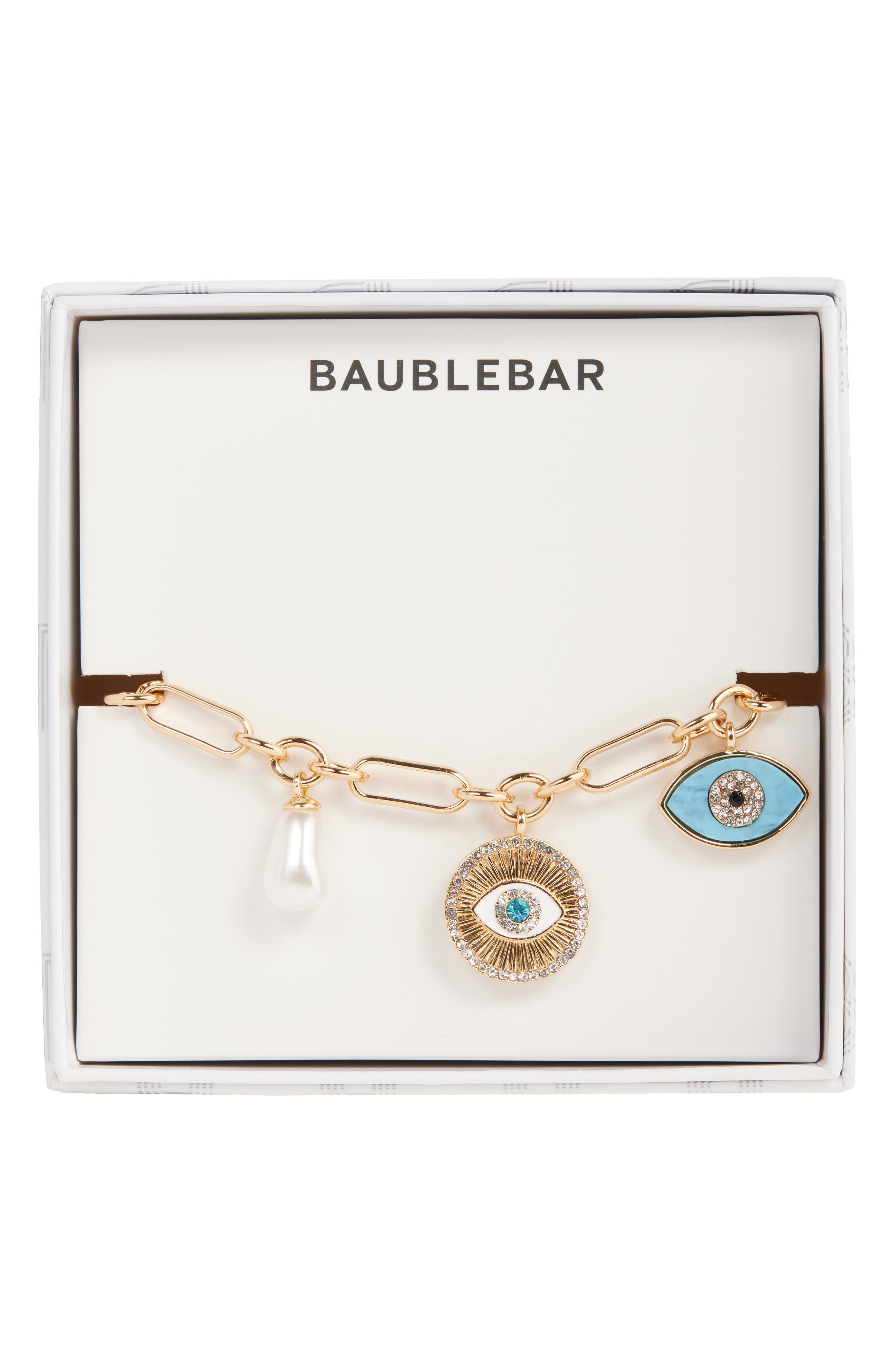 BaubleBar Protect Your Peace Evil Eye Charm Bracelet