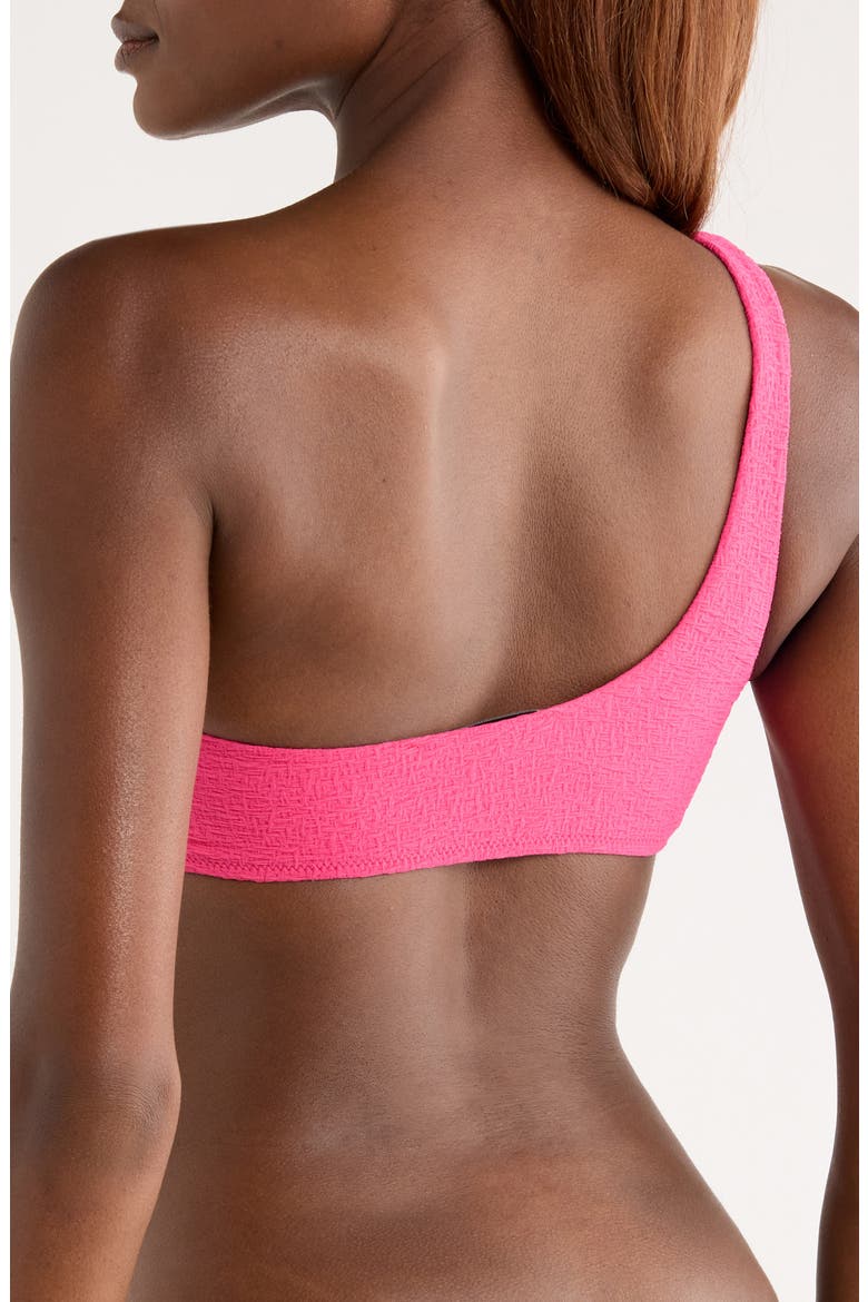 Textured One-Shoulder Bikini Top, Alternate, color, BRIGHT PINK
