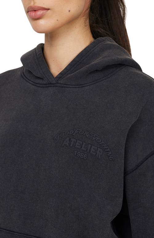 Good For Nothing Float Washed Relaxed Pullover Hoodie In Black