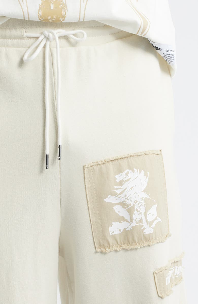 MEMORY LANE Patch Flyer Drawstring Sweatpants, Alternate, color, Cream