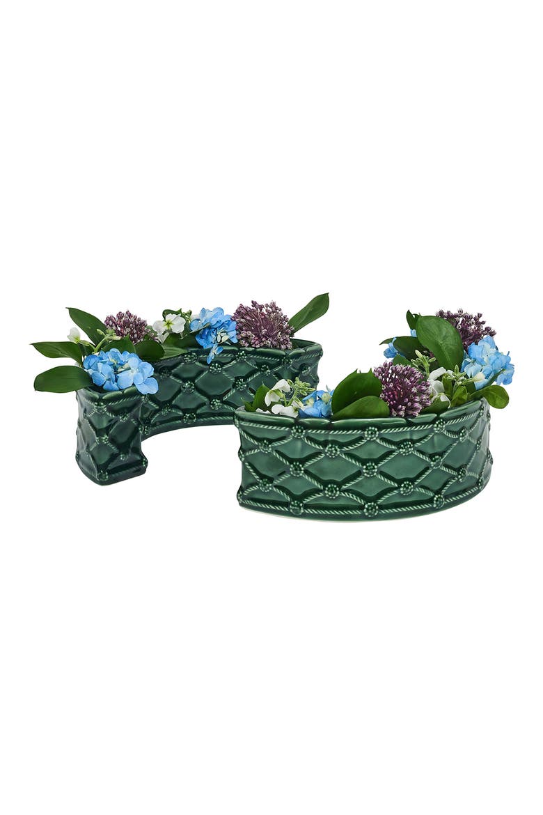 Berry & Thread Set of 2 Half Circle Vases, Alternate, color, BASIL