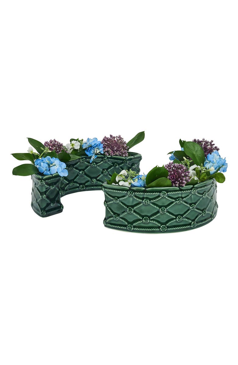 Juliska Berry & Thread Set of 2 Half Circle Vases, Alternate, color, Basil