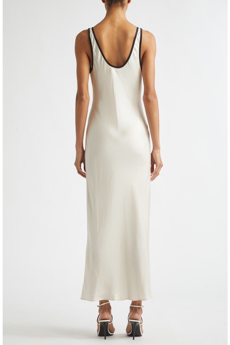 Akiya Print Sleeveless Satin Maxi Dress, Alternate, color, VINTAGE WHITE/ BLACK