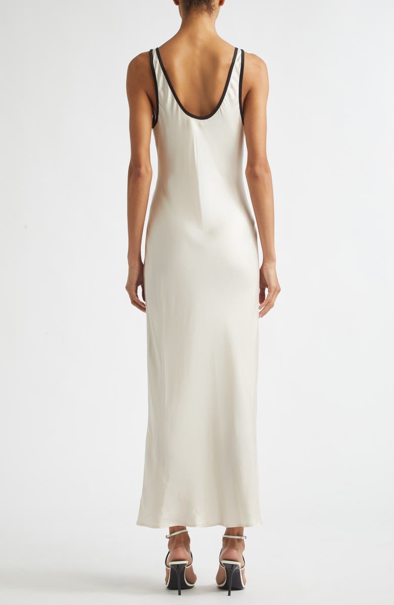 L'AGENCE Akiya Print Sleeveless Satin Maxi Dress, Alternate, color, Vintage White/ Black