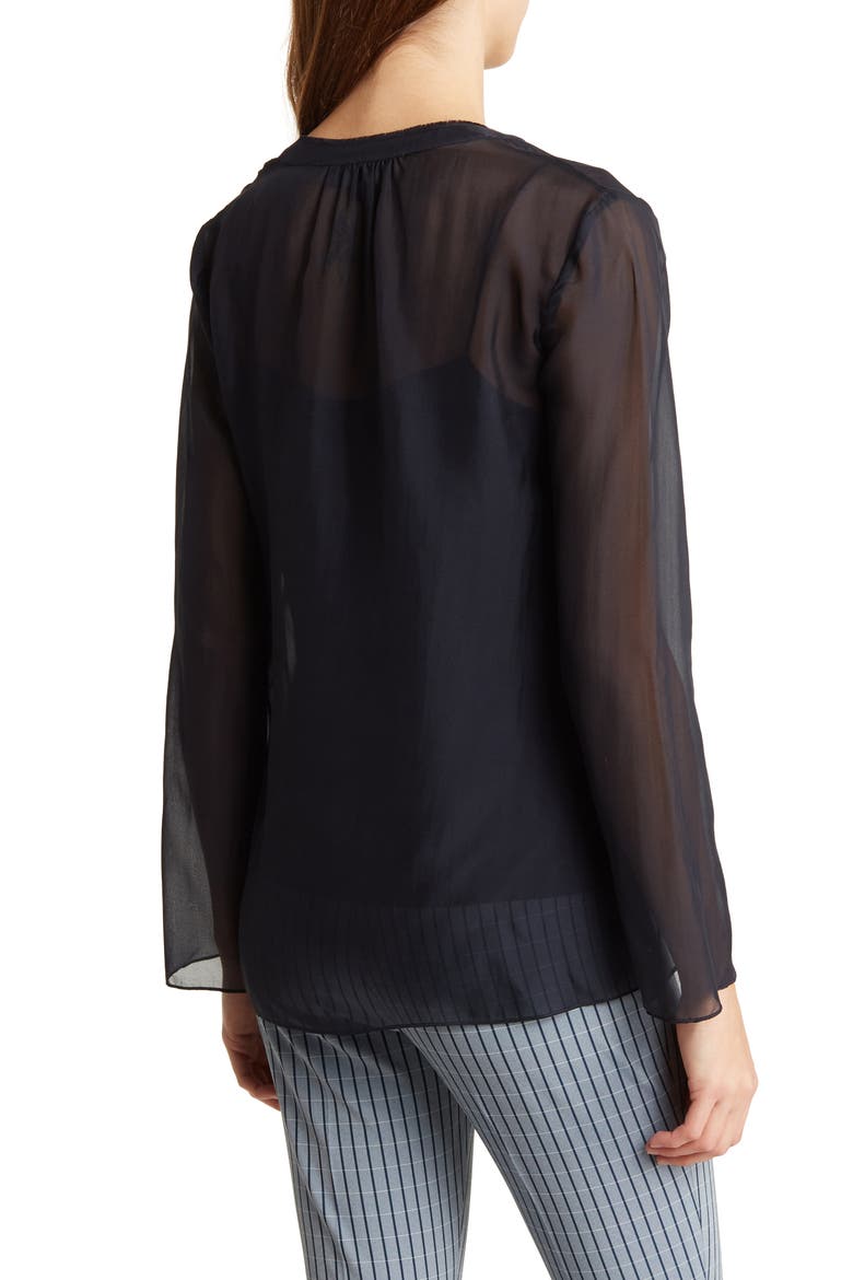 Livilla Long Sleeve Srch Silk Blouse, Alternate, color, DEEP NAVY
