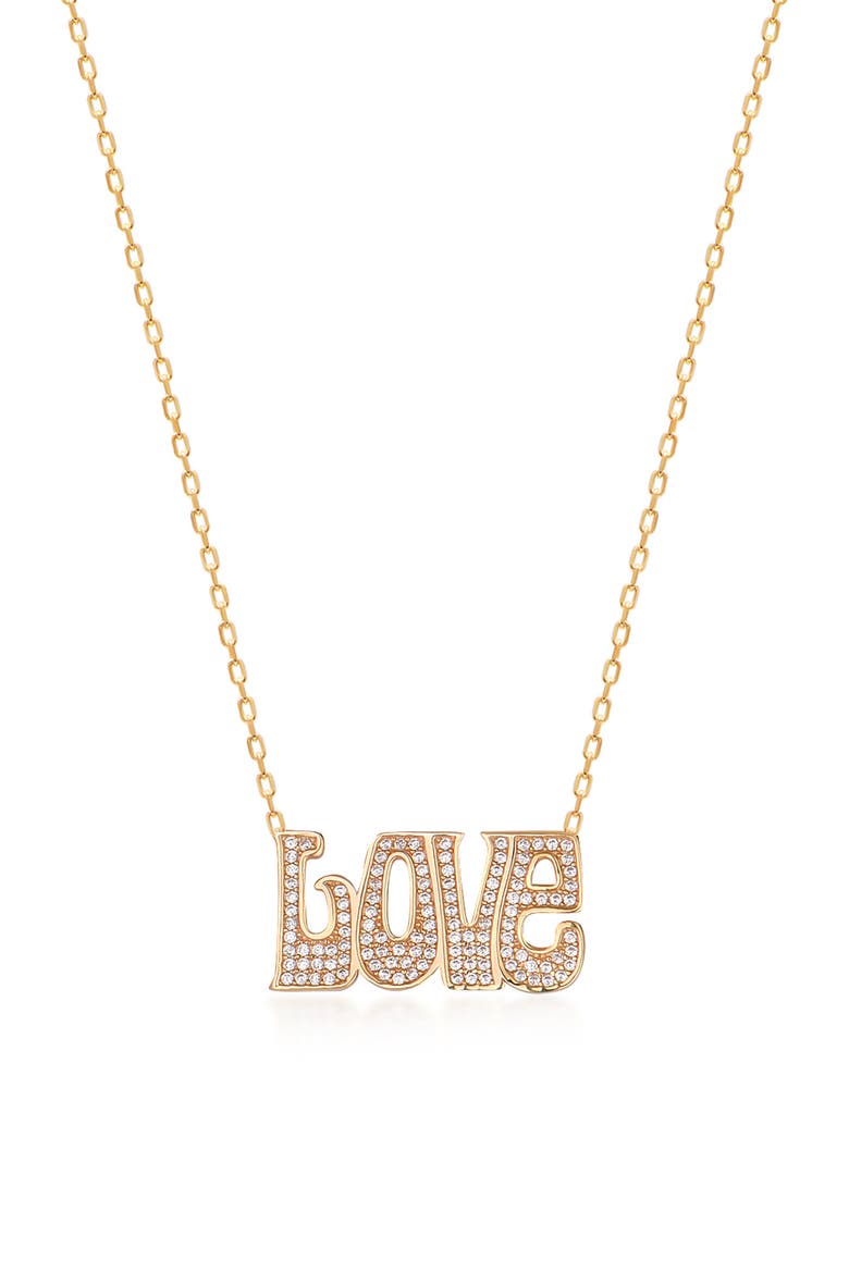 CZ Love Script Necklace, Main, color, GOLD