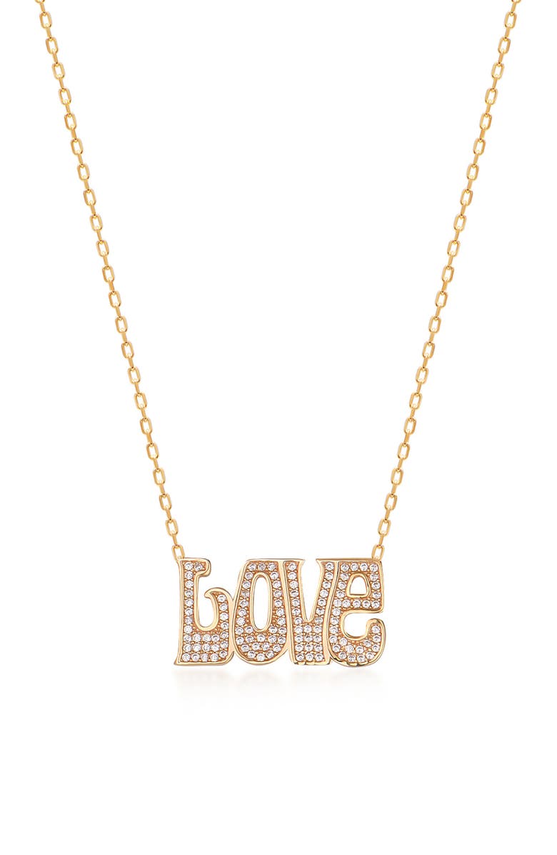 SPHERA MILANO CZ Love Script Necklace, Main, color, Gold