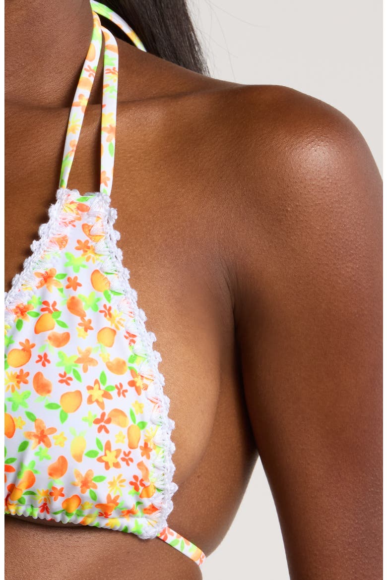 Crochet Trim Halter Bikini Top, Alternate, color, COCO MANGO