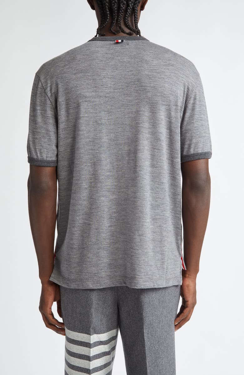 Thom Browne Ringer Stretch Wool T-Shirt, Alternate, color, Medium Grey