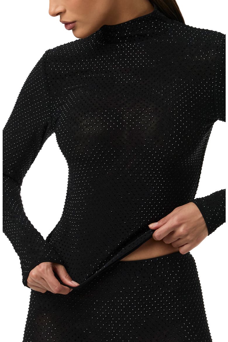 Rhinestone Long Sleeve Top, Alternate, color, BLACK
