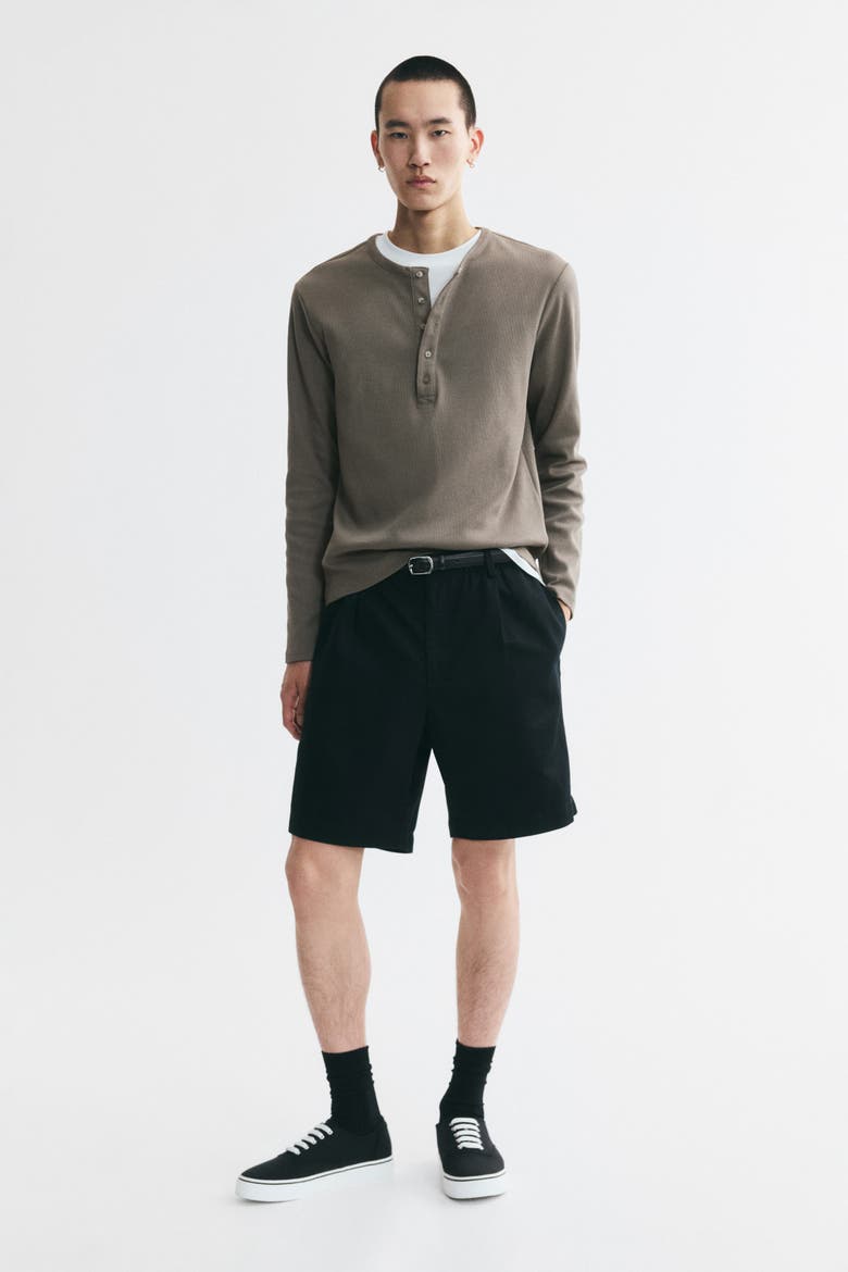 Slim-fit Ribbed Henley Shirt, Alternate, color, Khaki green