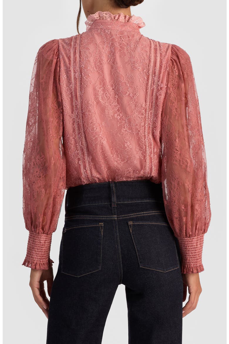 Eugenia Lace High Neck Button-Up Shirt, Alternate, color, BOHEMIAN ROSE