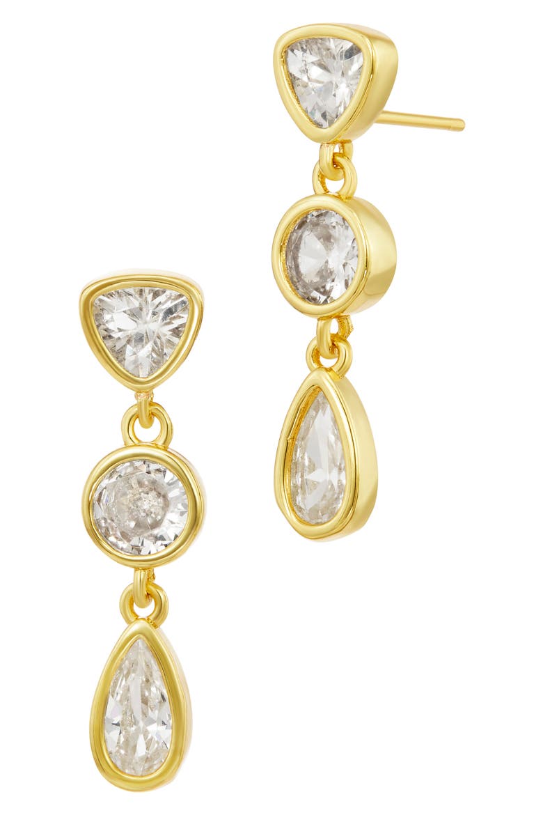 Bezel Cubic Zirconia Drop Earrings, Main, color, YELLOW
