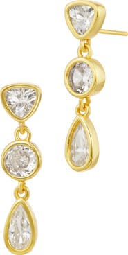 SAVVY CIE JEWELS Bezel Cubic Zirconia Drop Earrings