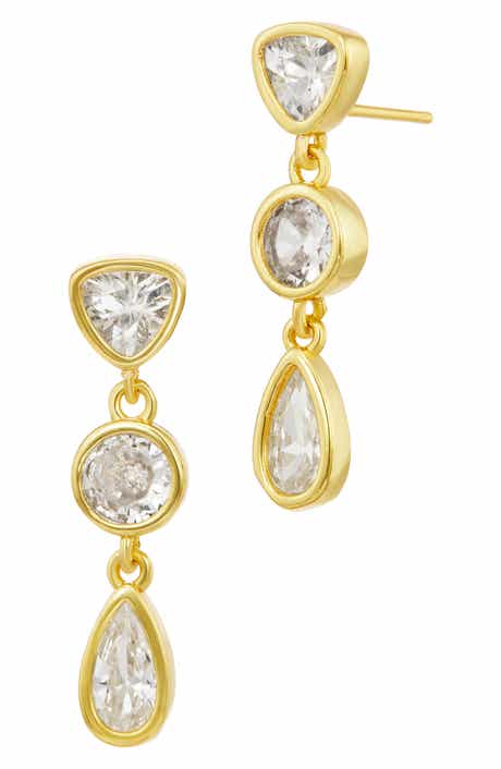 SAVVY CIE JEWELS Bezel Cubic Zirconia Drop Earrings