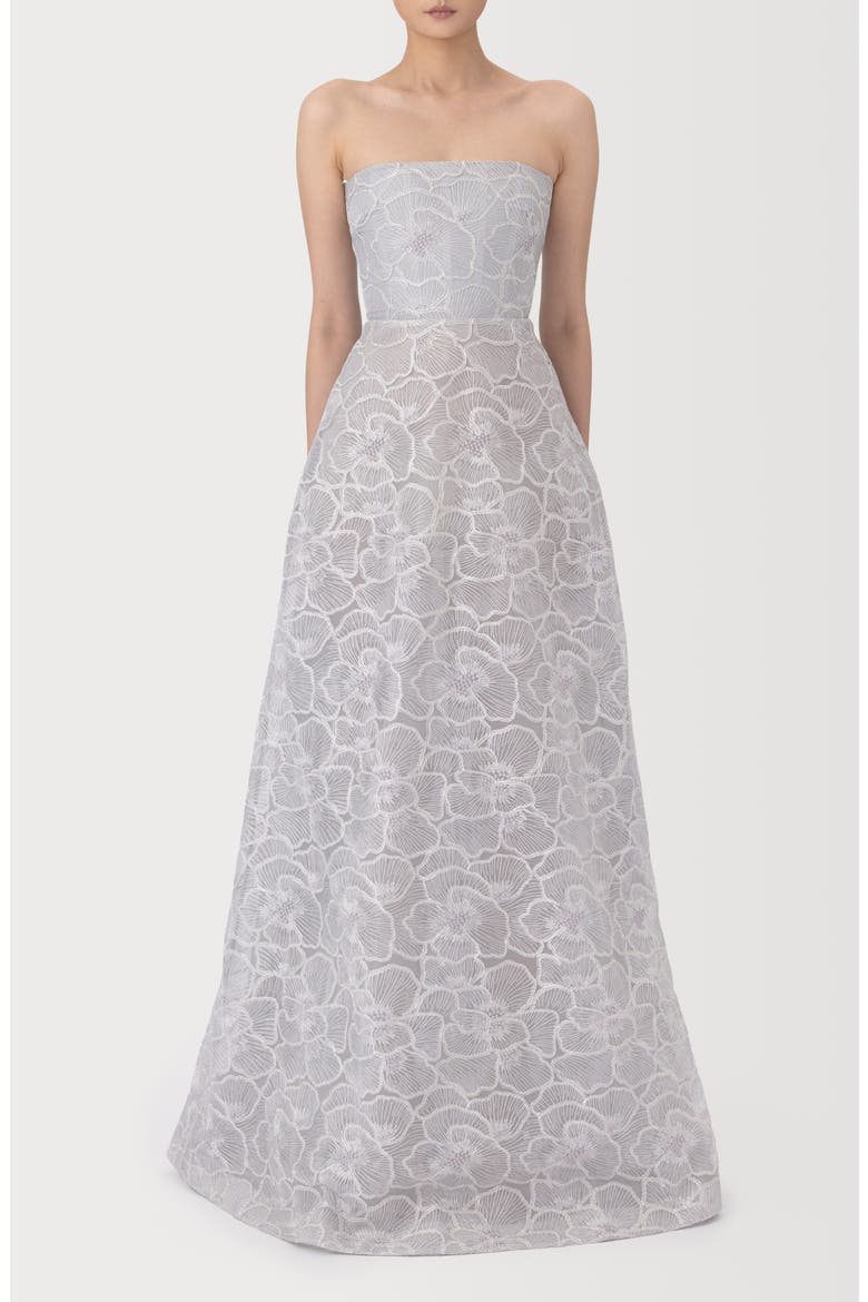 gray embroidered dress Grey crpe dress with an embroidered bolero