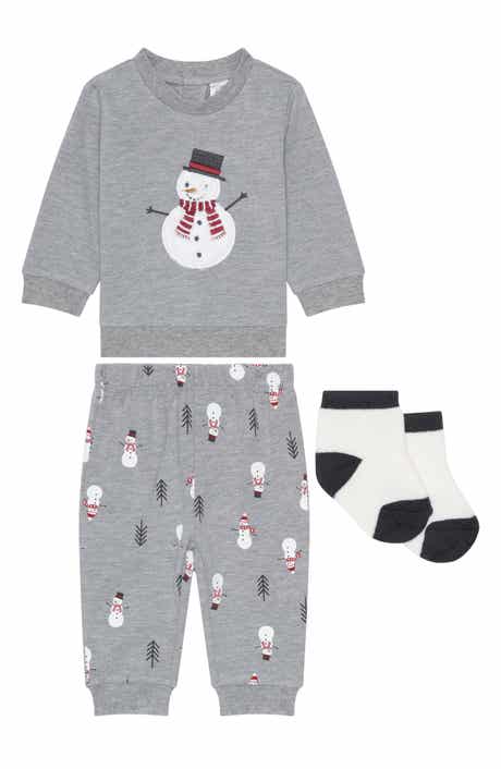 PL Baby by Petit Lem Snowman Sweatshirt, Joggers & Socks Set