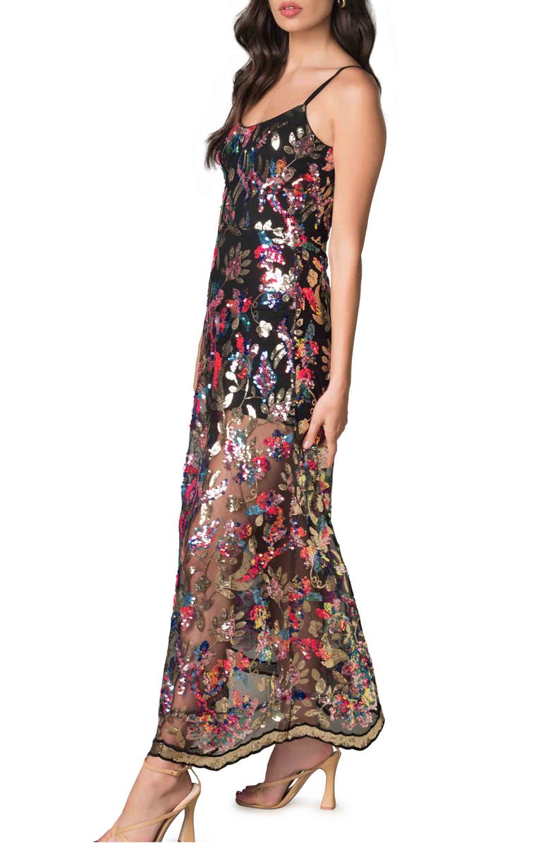 Dress the Population Umalina Sequin Floral Fit & Flare Gown, Alternate, color, 