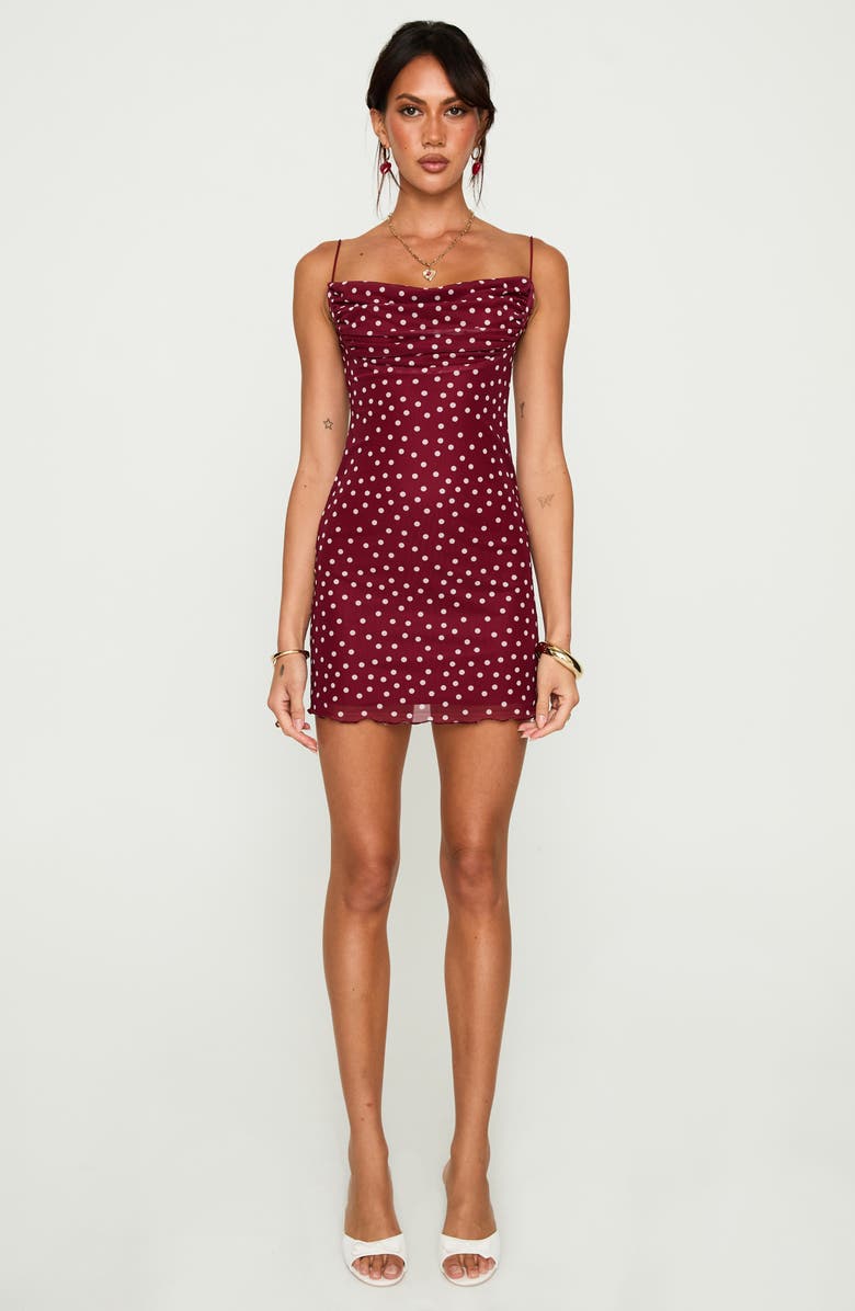 Princess Polly Sugar Polka Dot Minidress, Alternate, color, Red Polka