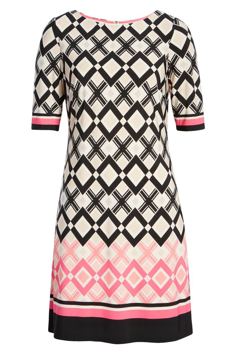 Geo Print Sheath Dress, Alternate, color, BLACK/ PINK