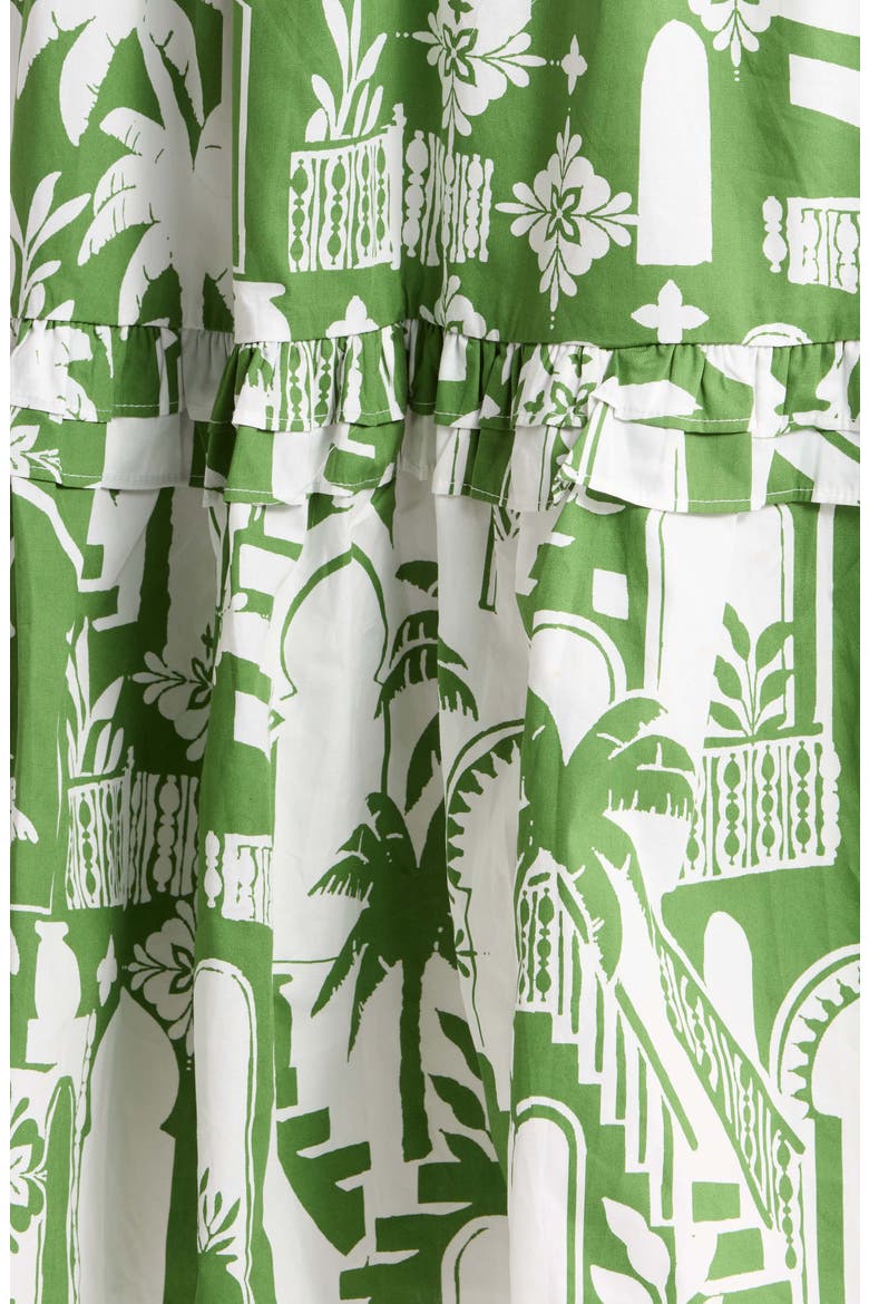 Nal City Palmer Tiered Cotton Poplin Maxi Dress, Alternate, color, WHITE/ OLIVE GREEN