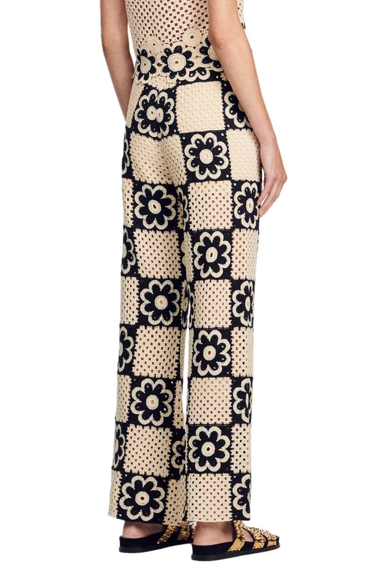 SANDRO Nadav Floral Crochet Wide Leg Pants, Alternate, color, 