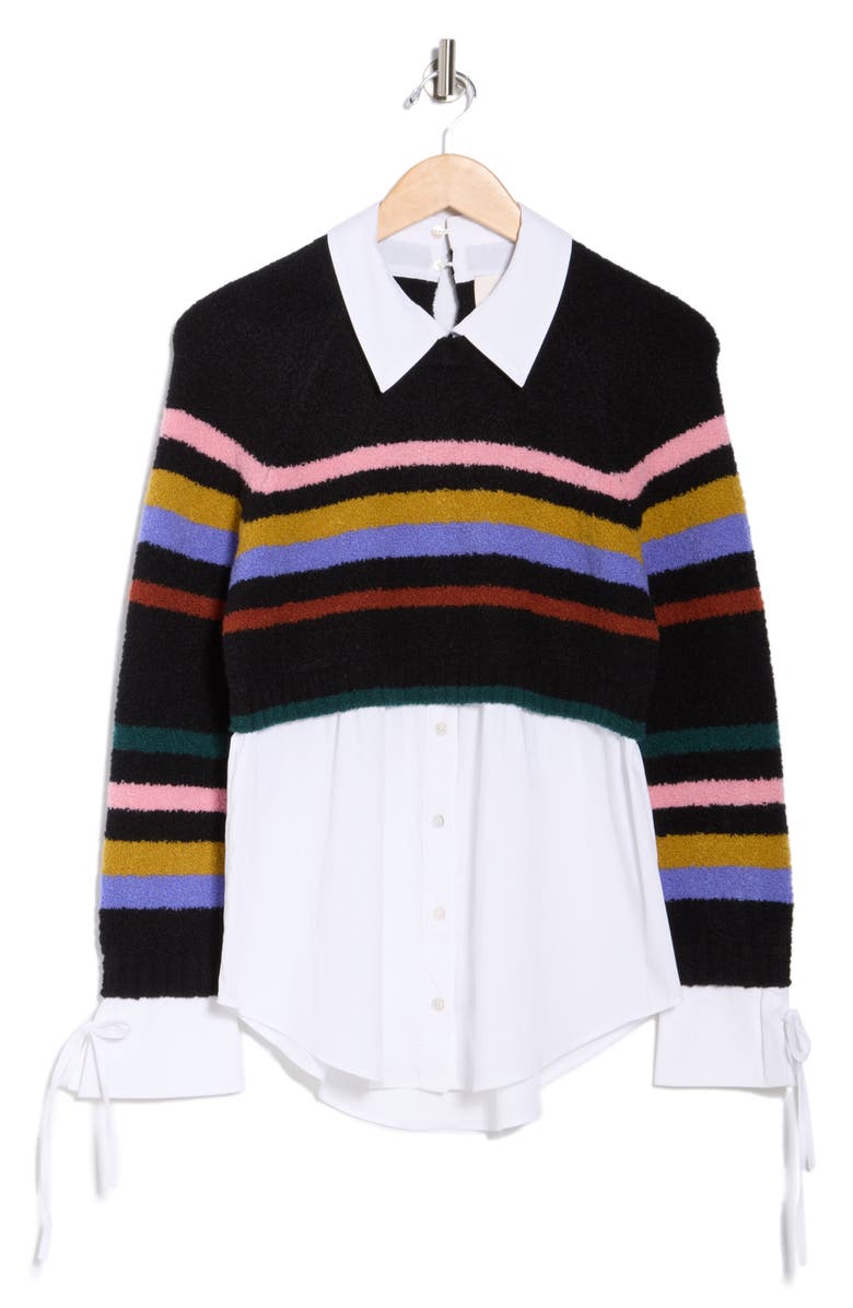 Cinq à Sept Nelida Stripe Sweater, Alternate, color, Black Multi