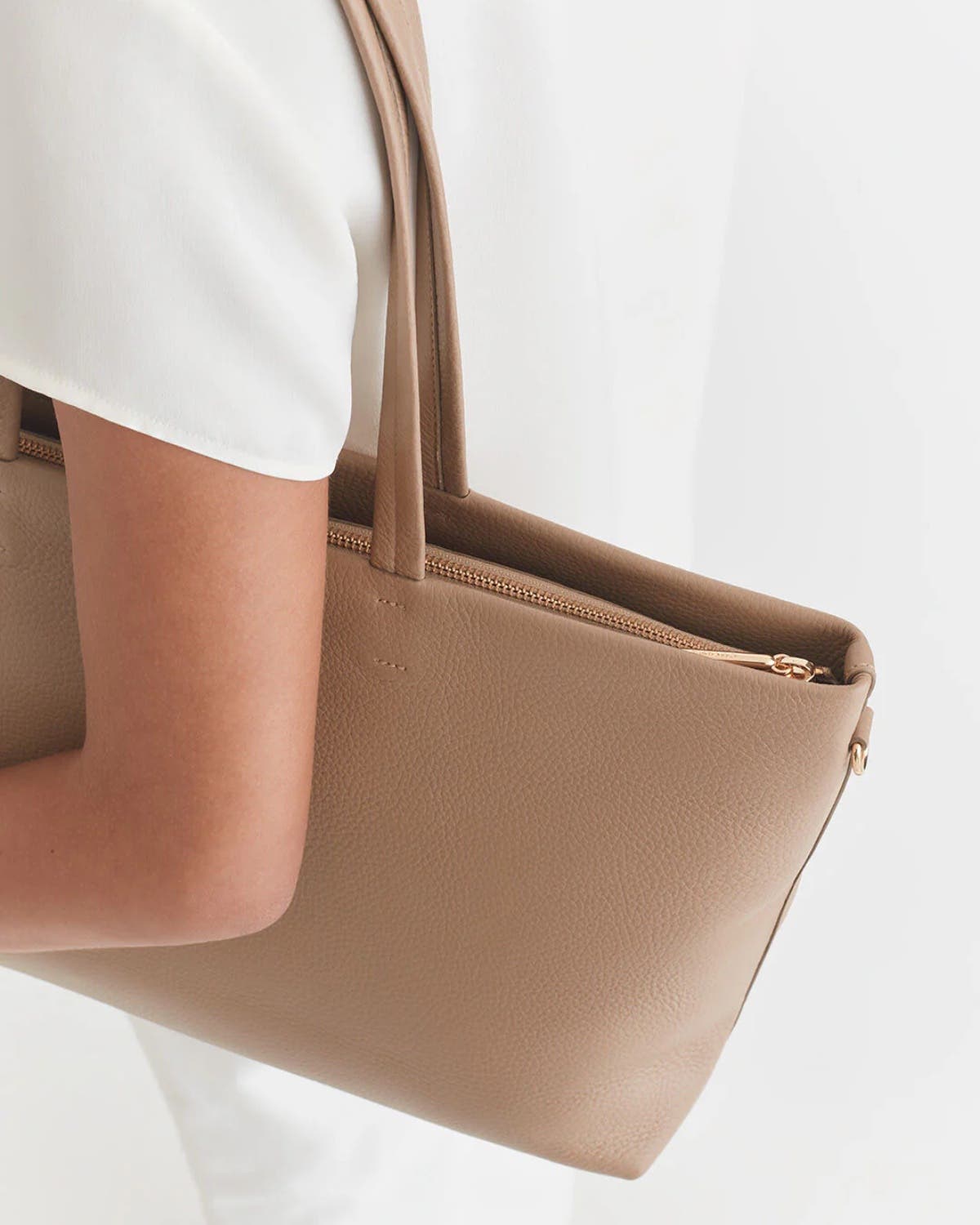 Cuyana Small Easy Zipper Tote, Alternate, color, Cappuccino