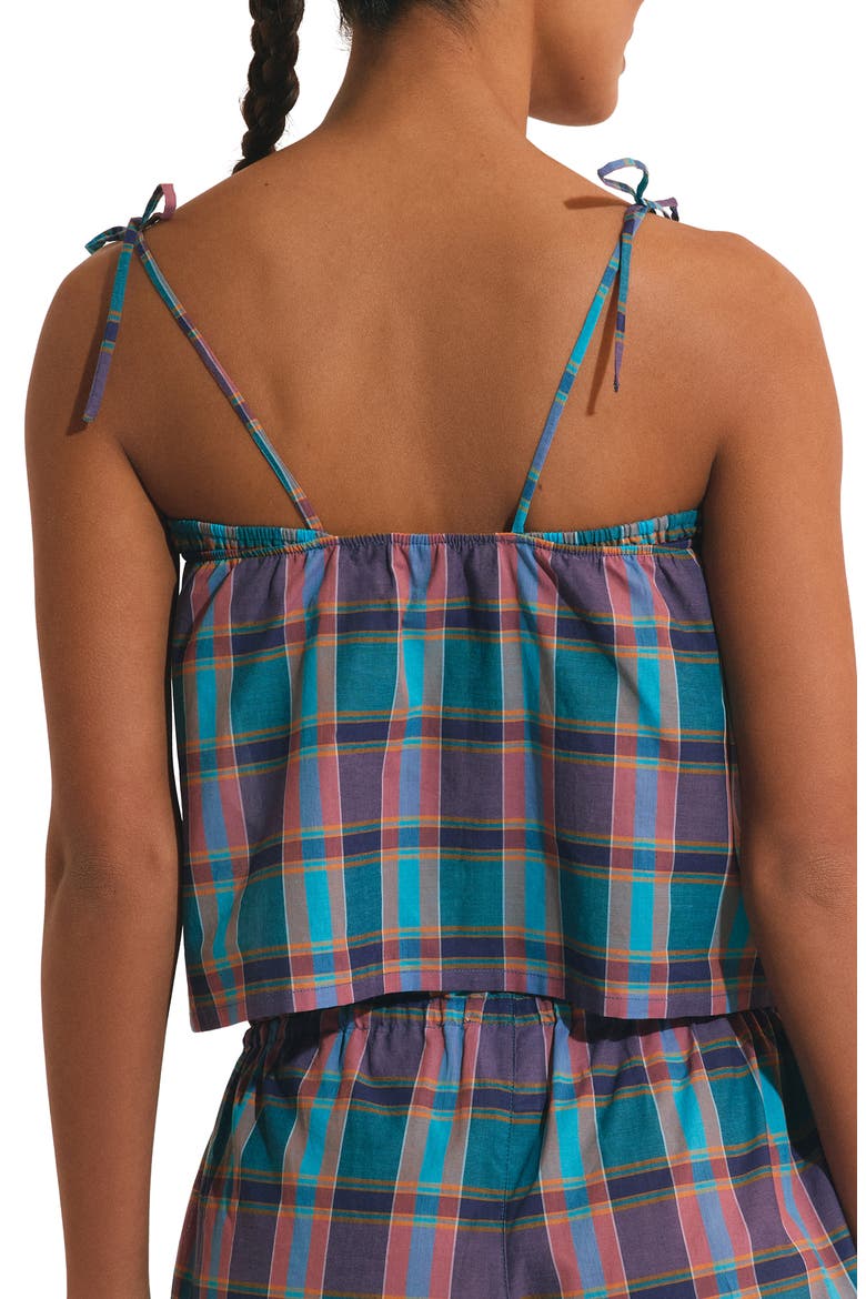 Vagabonde Plaid Cotton Pajama Camisole, Alternate, color, BLUE
