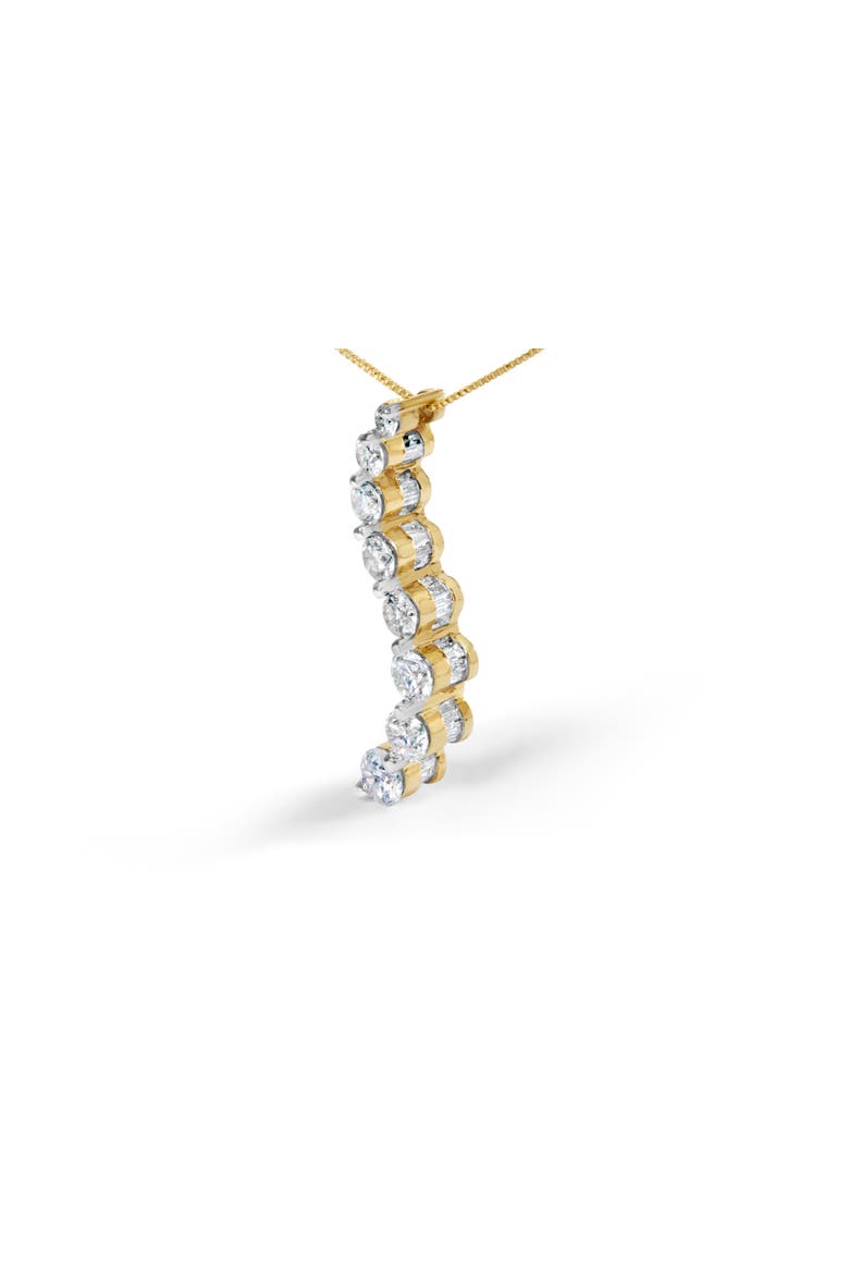 14k Yellow Gold 3.0 cttw Baguette and Brilliant Diamond Journey Pendant Necklace, Alternate, color, Yellow