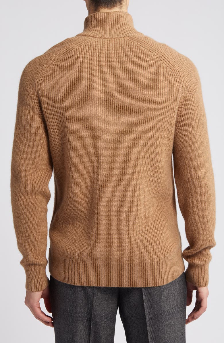 BOSS Camel Manto Quarter Zip Camel Hair Sweater, Alternate, color,
