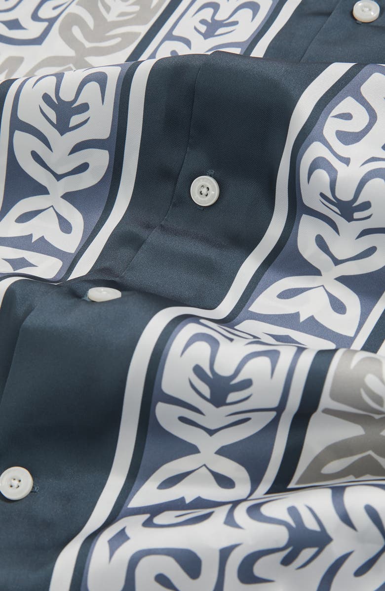 Reiss Momoa Satin Camp Shirt, Alternate, color, Airforce Blue