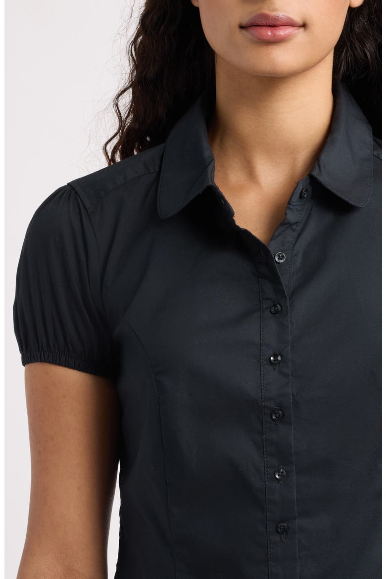 Clover Short Sleeve Button-Up Shirt, Alternate, color, BLACK