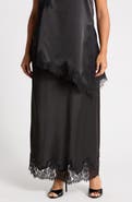 Renee C Lace Hem Satin Maxi Skirt
