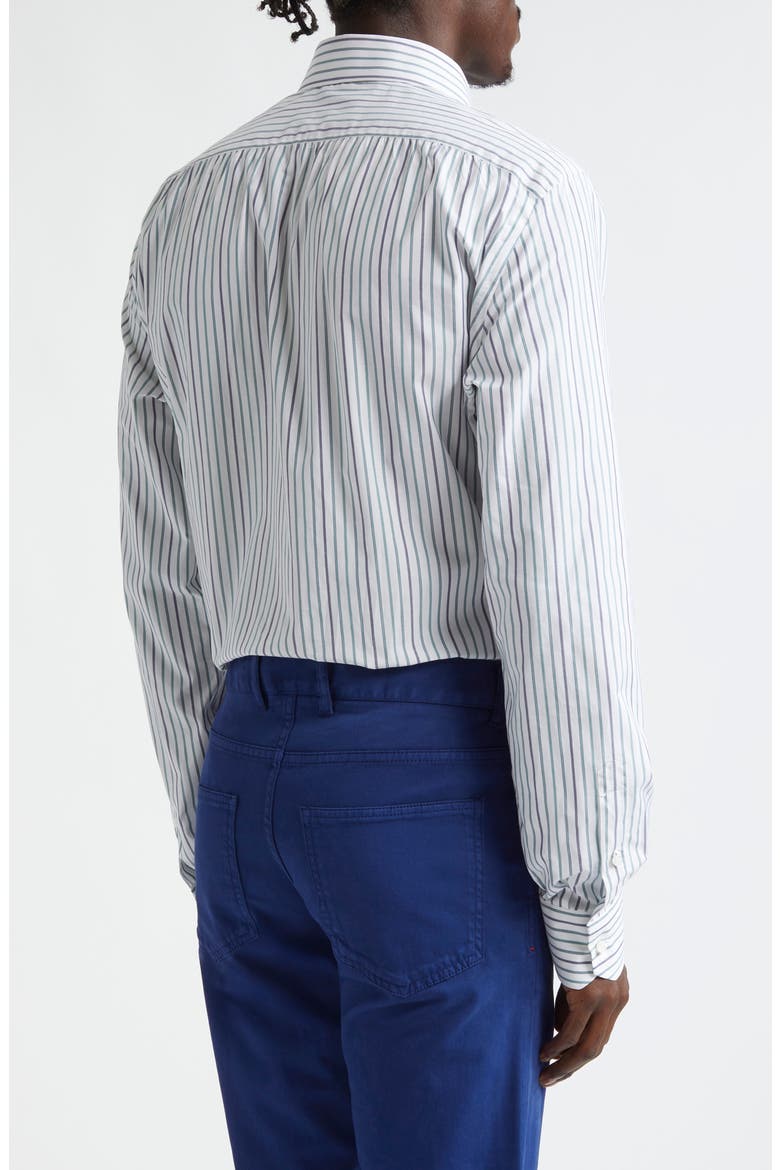 Stripe Button-Up Shirt, Alternate, color, WHITE/ GREEN